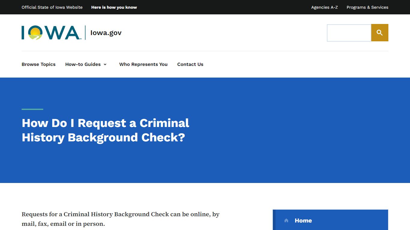Request a Criminal History Background Check | Iowa.gov